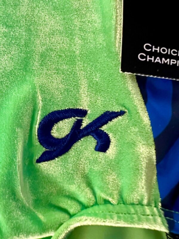 GK GREEN CHILD X-SMALL GREEN VELVET BLUE BLACK GYMNASTICS DANCE TANK LEOTARD XS - Image 11