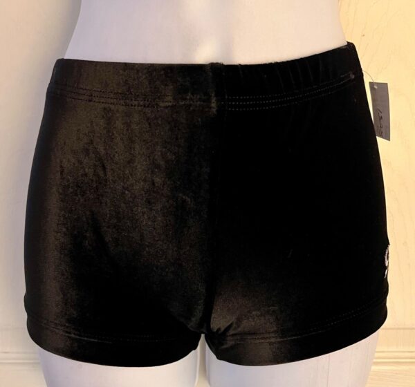 GK WORKOUT SHORTS ADULT SMALL MICRO MINI BLACK VELVET CHEER DANCE GYMNASTIC SZ S - Image 2