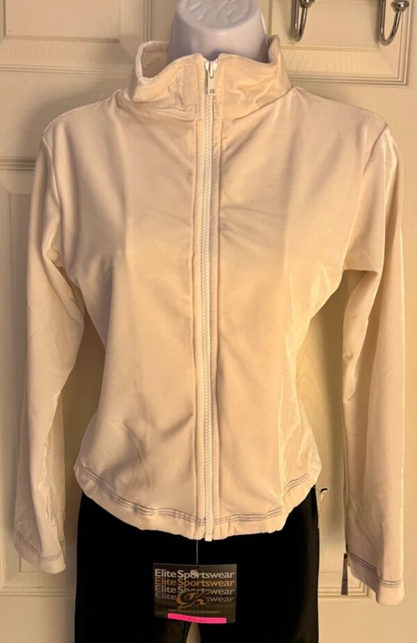 GK WARM UP JACKET LADIES SMALL WHITE VELVET ZIP DANCE SKATE GYMNASTICS SZ S - Image 5