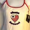 GK CAMISOLE PJ TOP ADULT MEDIUM FOREVER SKATE WHITE COTTON RED FOIL TRIM SZ M