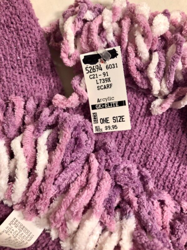 GIRLâ€™S KNIT SCARF LILAC CHENILLE SPARKLE CHILD ONE SIZE by GK Elite NWT! - Image 2