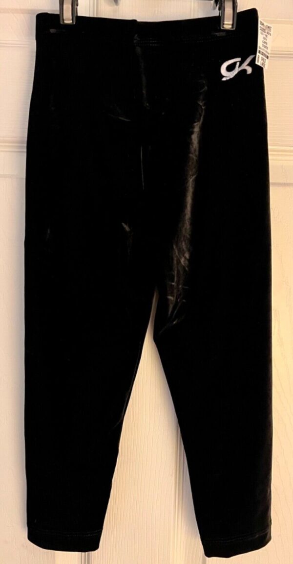 GK ELITE GIRLS LARGE BLACK SMOOTH VELVET CROP CAPRI TIGHTS Sz CL NWT! - Image 2