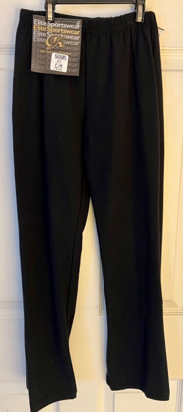 GK CHILD MEDIUM BLACK COTTON/SPANDEX PULL-ON SKATE GYMNASTS FITNESS PANTS Sz CM