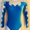 GK TURQUOISE VELVET ADULT SMALL LgSLV SILVER FOIL GYMNAST DANCE LEOTARD Sz AS