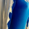 GK TURQUOISE VELVET ADULT SMALL LgSLV SILVER FOIL GYMNAST DANCE LEOTARD Sz AS - Image 3