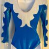 GK TURQUOISE VELVET ADULT SMALL LgSLV SILVER FOIL GYMNAST DANCE LEOTARD Sz AS - Image 5