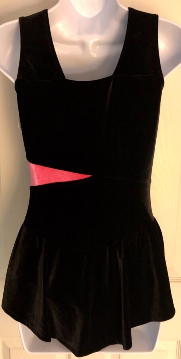 GK ICE FIGURE SKATE BLACK VELVET ADULT SMALL SLVLS GEO INSERTS TANK DRESS Sz AS - Image 7