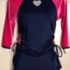 GK ELITE ADULT X-SMALL 3/4 SLV 2PC ICE FIGURE SKATE SET PINK VELVET NAVY N/S AXS