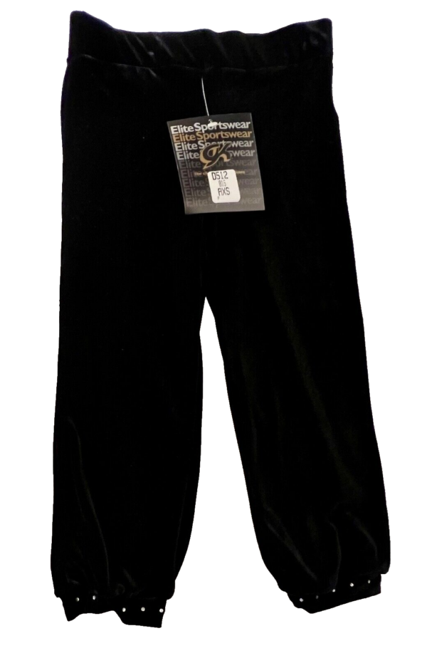 GK DANCE LADIES X-SMALL BLACK VELVET JEWELED CUFFED CAPRI DRESS PANTS SZ XS NWT!