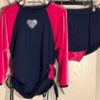 GK ELITE ADULT X-SMALL 3/4 SLV 2PC ICE FIGURE SKATE SET PINK VELVET NAVY N/S AXS - Image 5
