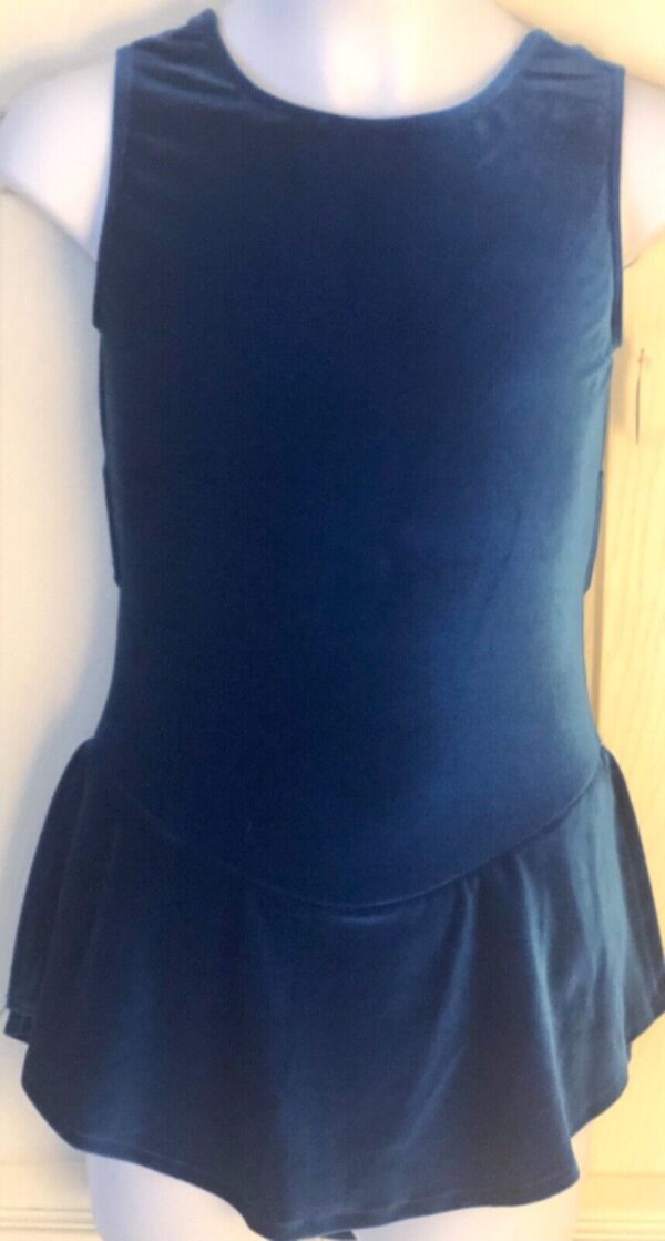 GK ICE SKATE GIRLS LARGE BLUE VELVET SLVLS DRESS MID BACK OPEN DRESS Sz CL NWT!