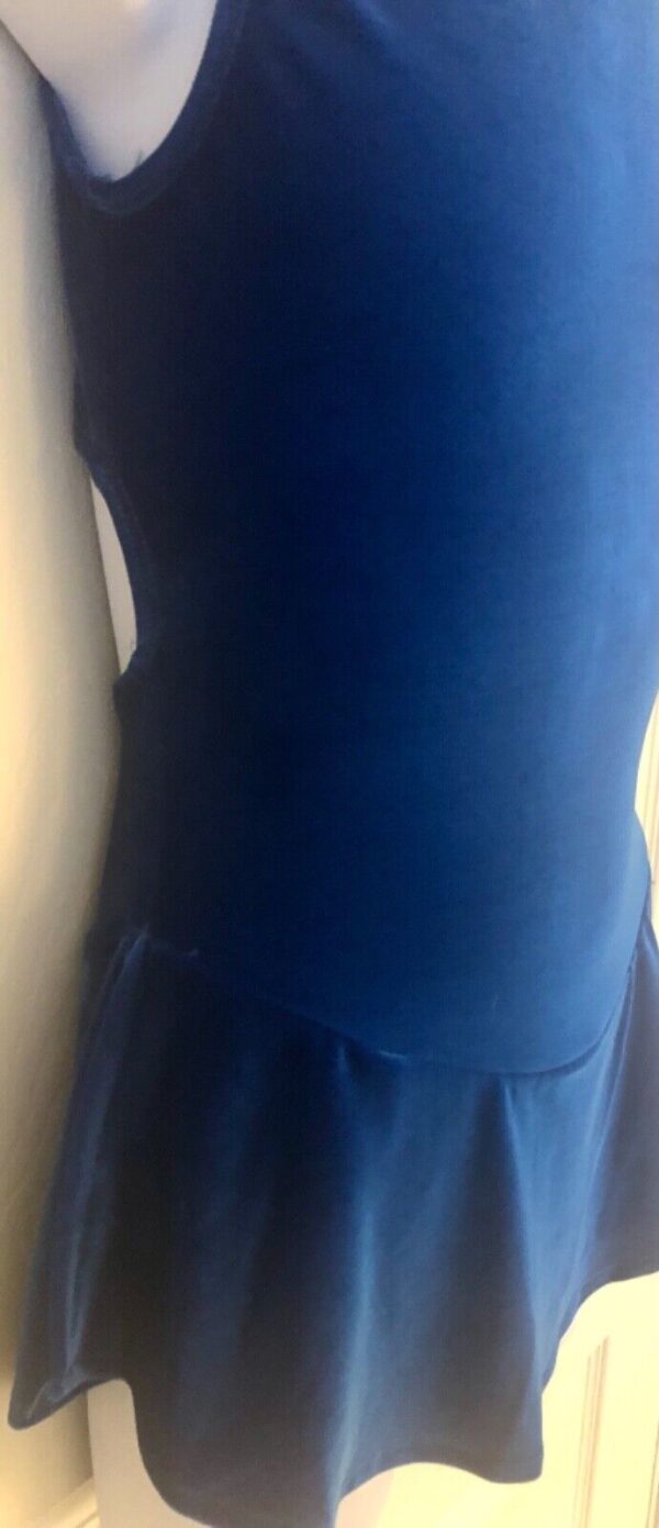 GK ICE SKATE GIRLS LARGE BLUE VELVET SLVLS DRESS MID BACK OPEN DRESS Sz CL NWT! - Image 2