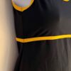 GK DANCE CHEER LADIES SMALL NAVY YELLOW DRY TECH V-NECK PERFORM TOP Sz AS NWT! - Image 2