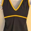GK DANCE CHEER LADIES SMALL NAVY YELLOW DRY TECH V-NECK PERFORM TOP Sz AS NWT! - Image 5