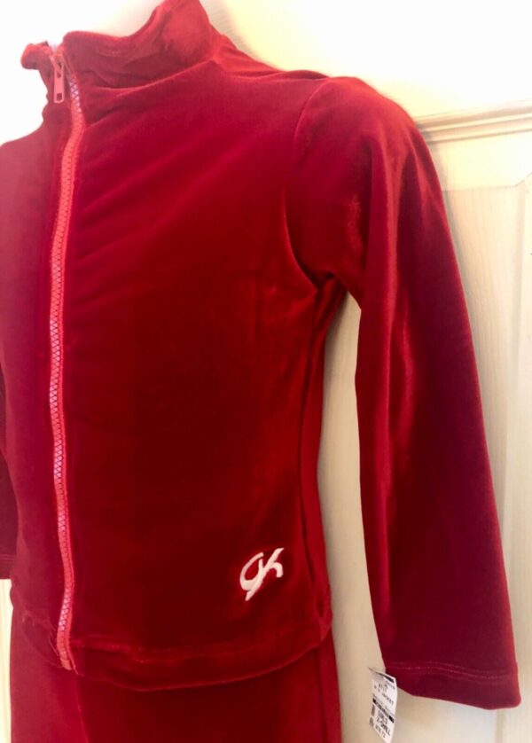 GK WARM UP JACKET GIRLS X-SMALL RED VELVET ZIP FRONT GYM SKATE DANCE CHEER CXS - Image 3