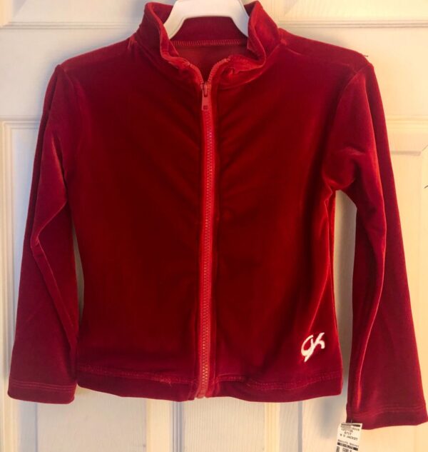 GK WARM UP JACKET GIRLS X-SMALL RED VELVET ZIP FRONT GYM SKATE DANCE CHEER CXS - Image 7