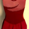 GK RED VELVET ICE FIGURE SKATE ADULT SMALL SLVLS ASYM MESH YOKE JA DRESS Sz AS - Image 8