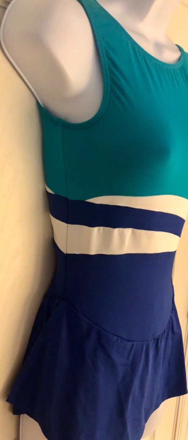 GK ICE FIGURE SKATE ADULT SMALL SLVLS MICROFIBER TURQUOISE/ROYAL TANK DRESS AS - Image 2