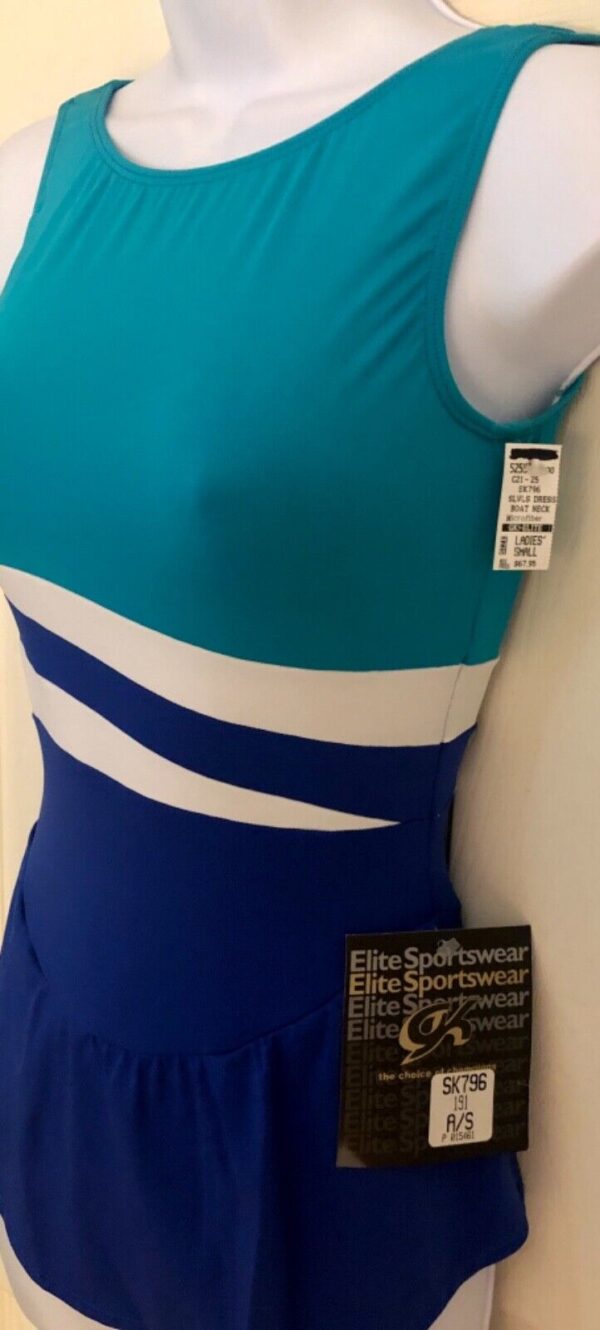 GK ICE FIGURE SKATE ADULT SMALL SLVLS MICROFIBER TURQUOISE/ROYAL TANK DRESS AS - Image 4