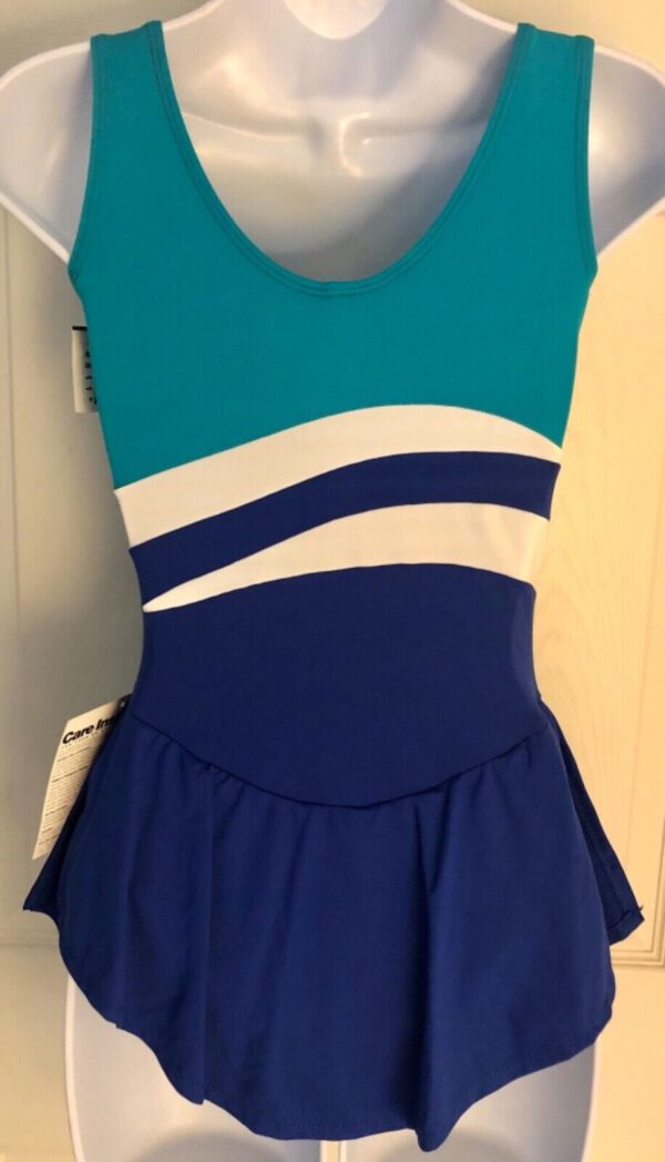 GK ICE FIGURE SKATE ADULT SMALL SLVLS MICROFIBER TURQUOISE/ROYAL TANK DRESS AS - Image 7