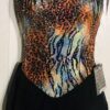 GK FIGURE SKATE DRESS ADULT SMALL JUNGLE BOOGIE CAMI STRAPPY BLACK VELVET AS NWT