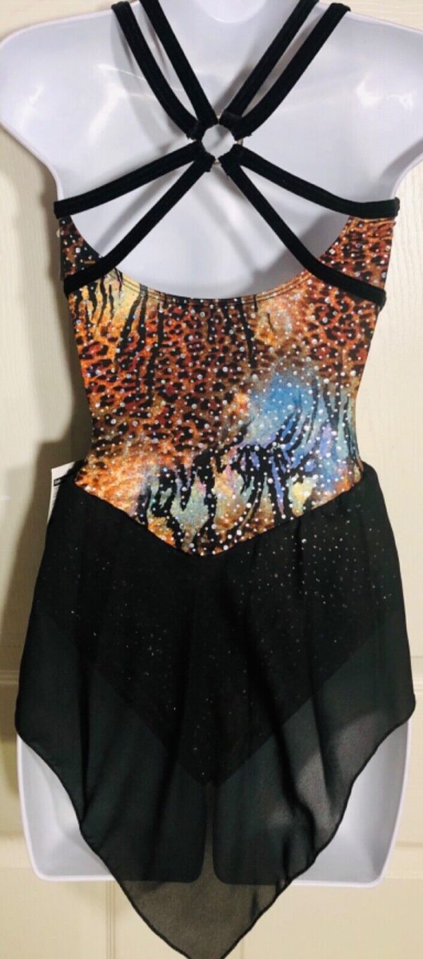 GK FIGURE SKATE DRESS ADULT SMALL JUNGLE BOOGIE CAMI STRAPPY BLACK VELVET AS NWT - Image 3