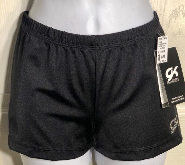 GK CHEER MICRO MINI WORKOUT SHORTS ADULT MEDIUM BLACK NYLON/SPANDEX JA AM NWT!