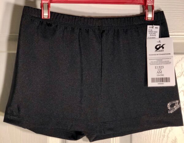 GK CHEER MICRO MINI WORKOUT SHORTS ADULT MEDIUM BLACK NYLON/SPANDEX JA AM NWT! - Image 2