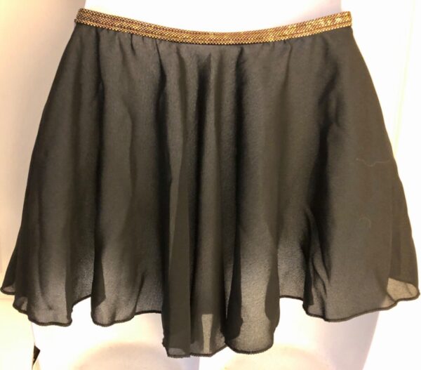 GK FAUX WRAP SKIRT CHILD LARGE BLACK GEORGETTE FOIL WAIST DANCE BALLET Sz CL NWT - Image 2