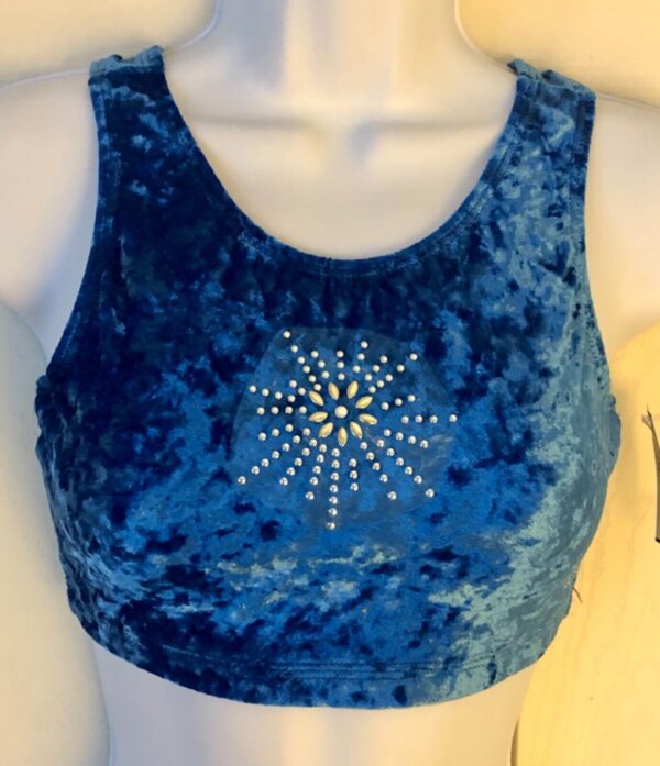 SHANNON MILLER GK ADULT SMALL OCEAN CRUSH VELVT DANCE CHEER TANK CROP TOP Sz AS