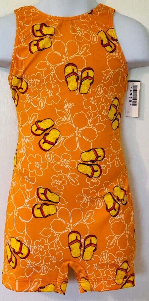 GK BIKETARD GIRLS SMALL ORANGE SANDAL FLORAL PRINT N/S GYMNASTICS DANCE TANK CS