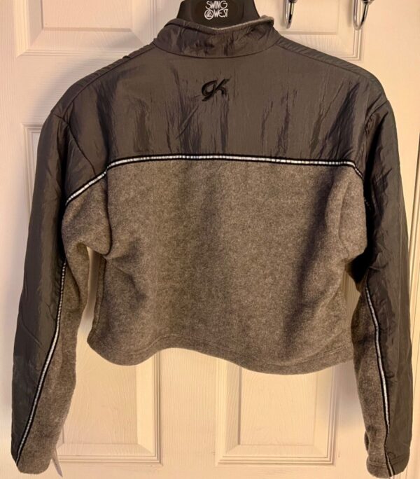 GK SKATE JACKET ADULT SMALL GRAY FLEECE CRINKLE NYLON CROPPED RIBBON TRIM SZ XL - Image 3