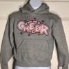 GK CHEER LOGO GIRLS SMALL HOODIE SWEATSHIRT PULLOVER GRAY METALLIC APPLIQUÃ‰ SZ S