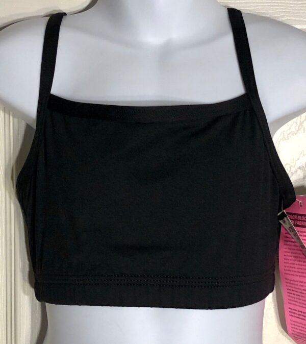 GK ELITE CHEER SPORT TOP CHILD LARGE BLACK V-STRAP SYLKTECH CAMISOLE CL NWT!