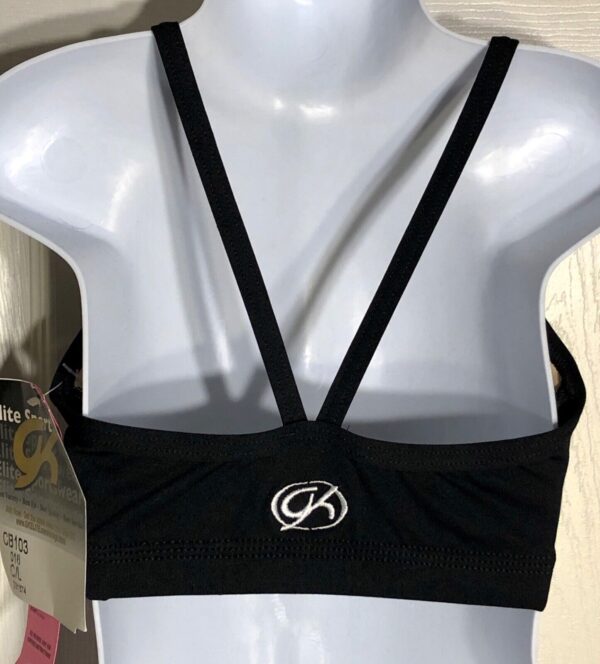 GK ELITE CHEER SPORT TOP CHILD LARGE BLACK V-STRAP SYLKTECH CAMISOLE CL NWT! - Image 2