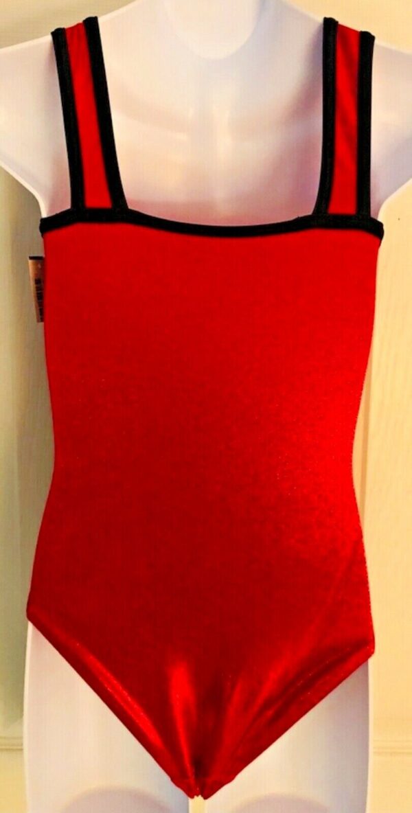 GK RED MYSTIQUE CHILD MEDIUM BLACK SEQUINZ GYMNASTIC TANK LEOTARD Sz CM NWT! - Image 7