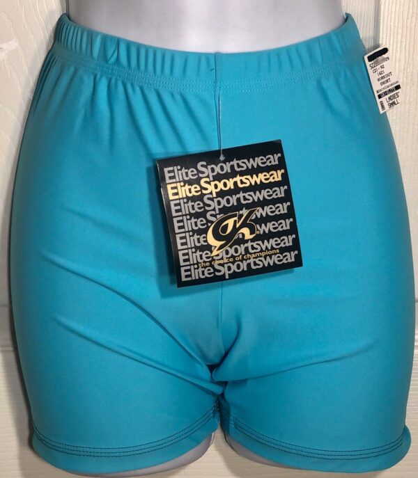 GK WORKOUT SHORTS LADIES SMALL BLUE NYLON/SPANDEX DANCE CHEER GYMNASTICS Sz AS - Image 2