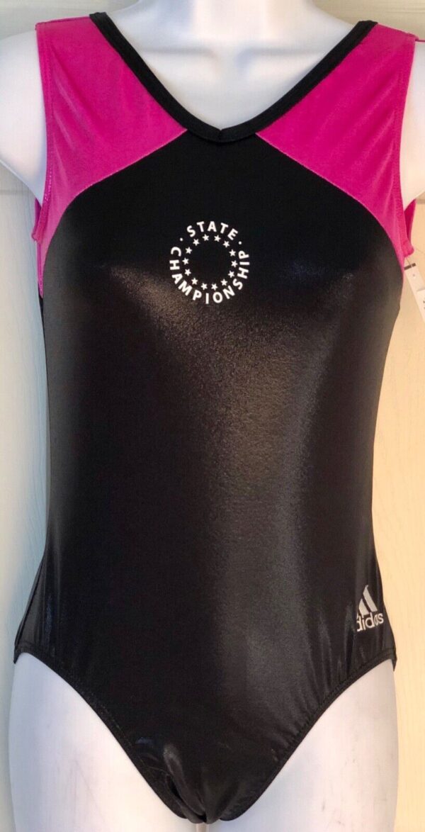 ADIDAS TANK ADULT MEDIUM GYMNASTICS GK LEOTARD BLACK PINK FOIL STAR AM NWT!