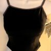 GK DANCE JAZZ ADULT SMALL BLACK VELVET X-BACK FOIL STRAPS CAMISOLE TOP Sz AS NWT