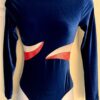 GK LgSLV LADIES SMALL ROYAL VELVET WHITE RED FOIL STARS GYMNAST DANCE LEOTARD AS