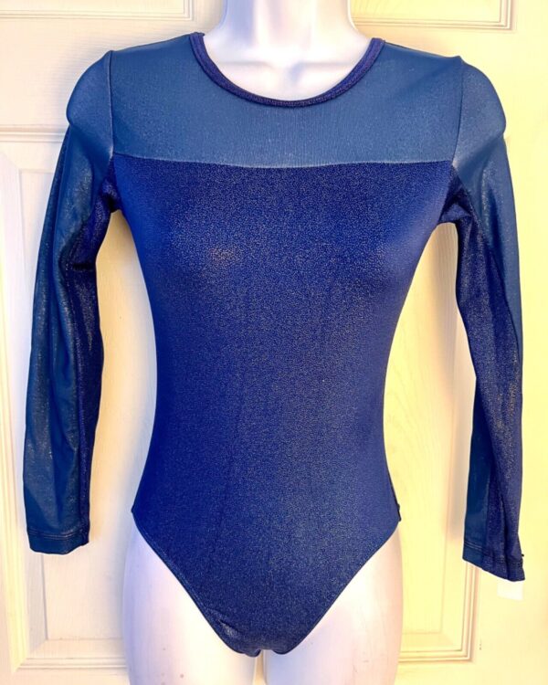 GK LgSLV LADIES SMALL OCEAN TWILIGHT GLITTER MESH GYMNASTICS DANCE LEOTARD Sz AS