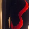 GK LgSLV LADIES SMALL NAVY VELVET RED FOIL STARS GYMNASTICS DANCE LEOTARD Sz AS - Image 3