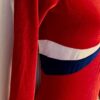 GK LgSLV LADIES SMALL RED GLITTER VELVET WHITE FOIL GYMNASTS DANCE LEOTARD Sz AS - Image 3