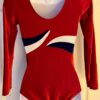 GK LgSLV LADIES SMALL RED GLITTER VELVET WHITE FOIL GYMNASTS DANCE LEOTARD Sz AS - Image 6