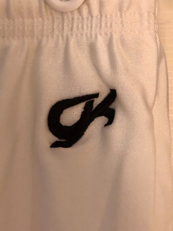 GK WHITE STIRRUPS BOYS MEDIUM COMPETITION NYLON/SPANDEX #1846 GYMNASTIC PANTS CM - Image 3