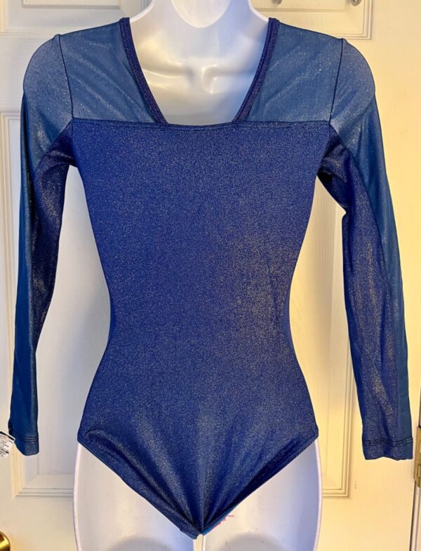 GK LgSLV LADIES SMALL OCEAN TWILIGHT GLITTER MESH GYMNASTICS DANCE LEOTARD Sz AS - Image 5