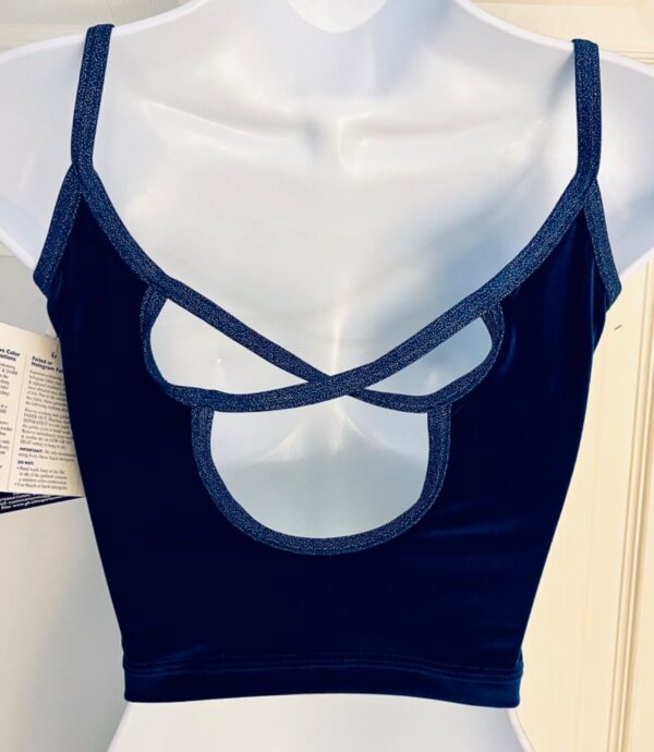 GK DANCE JAZZ TOP ADULT MEDIUM BLUE VELVET FOIL X-BACK FOIL STRAPS CAMISOLE AM - Image 6