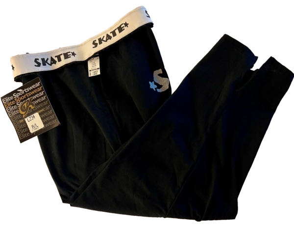 GK "SKATE" BLACK CAPRI PANTS LADIES LARGE COTTON SKATE PRINT WAIST ELASTIC  SZ L - Image 6