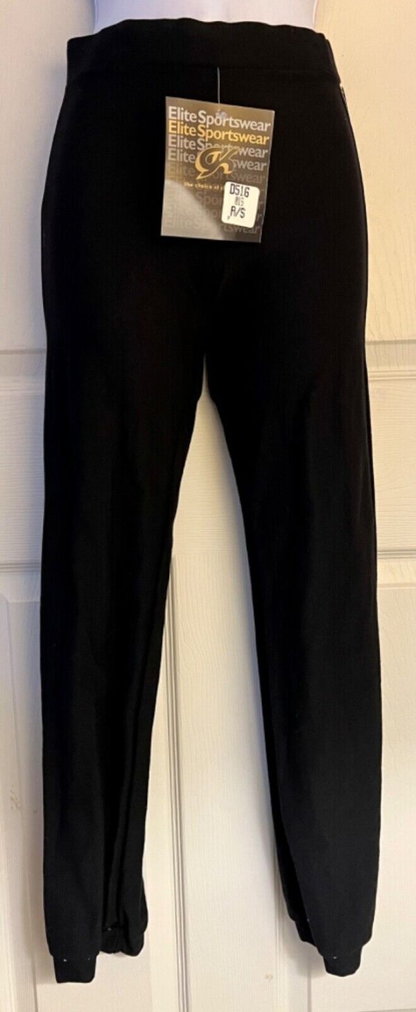 GK DANCE BLACK PANTS LADIES SMALL COTTON/SPANDEX CRYSTAL CUFFED PANTS CHEER SZ S - Image 3