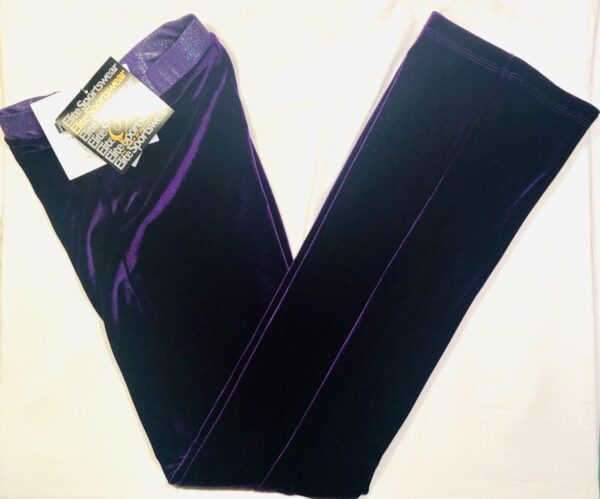 GK DANCE JAZZ LADIES LARGE PURPLE VELVET PURPLE TWILIGHT WAISTBAND PANTS Sz AL